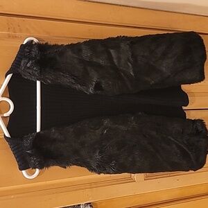 Black faux fur vest, L, XL